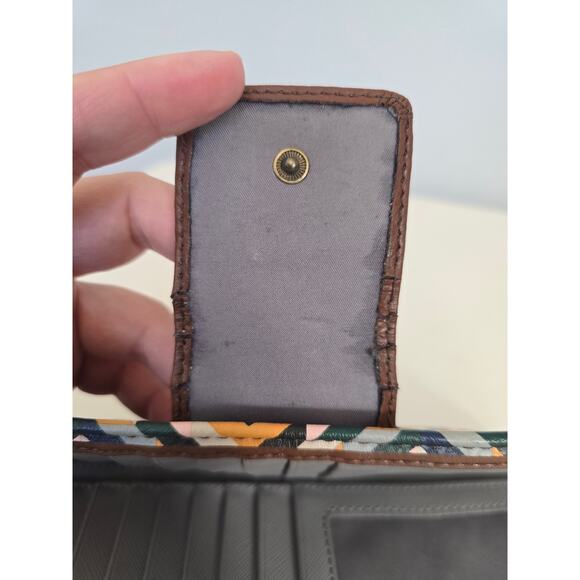 FOSSIL Geometric Print Wallet Multicolor Snap Closure Boho Retro Style Y2K - Picture 6 of 7